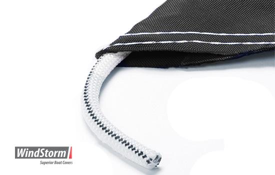 Cutaway view showing heavy duty shock cord sewn in hem