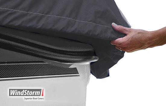 Heavy duty shock cord hem for snug custom-like fit
