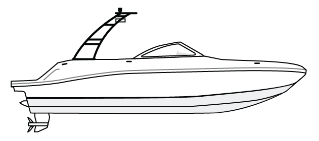 DECK BOAT with Modern Arch Wake & Ski Tower 