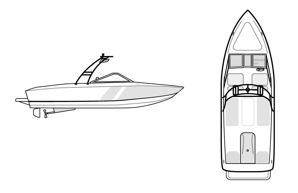 TOURNAMENT SKI BOAT with Modern Arch Wake & Ski Tower 