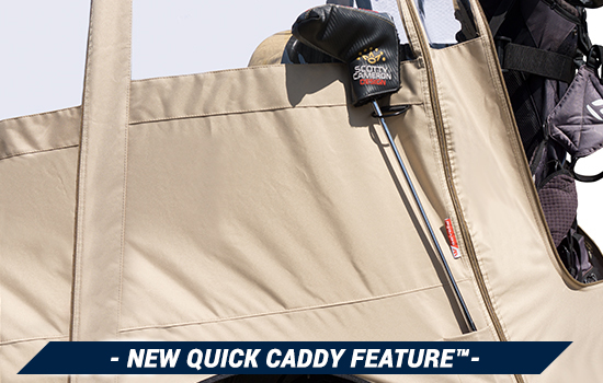 Golf_Cart_Enclosure_Greenline_tan_GLE24_rear_opening Quick Caddie product feature
