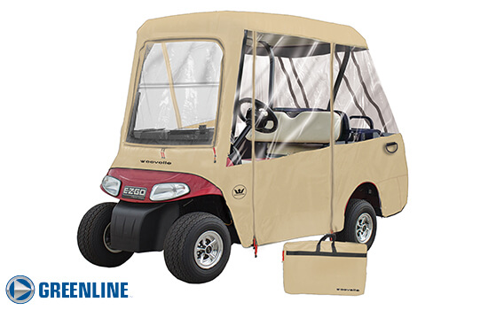 Greenline 4 passenger golf cart enclosure. Tan.