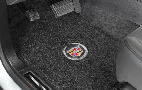 Cadillac Wreath and Crest Logo Ultimat Mats Ebony Driver