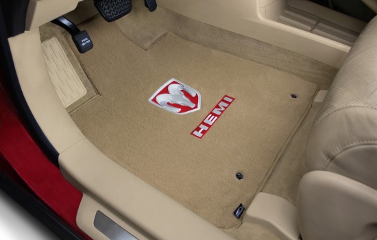 Ram Hemi Red Logo Velourtex Mats Tan Driver